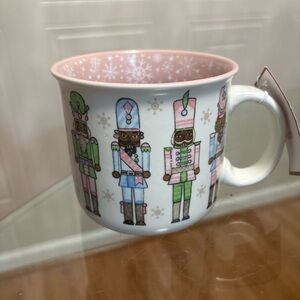 Peppermint & Pine Nutcracker Mug Pastel with Snowflakes 16 oz - New